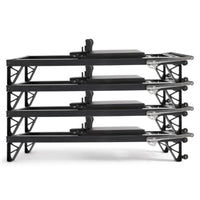 Thumbnail for Elina Pilates Adjustable Height Aluminum Reformer with Tower Side View In Stacked Storage Position On White Background
