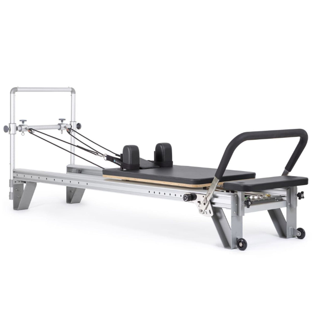 Elina Pilates Aluminium Reformer Mentor Black Variant Front Angled View On White Background
