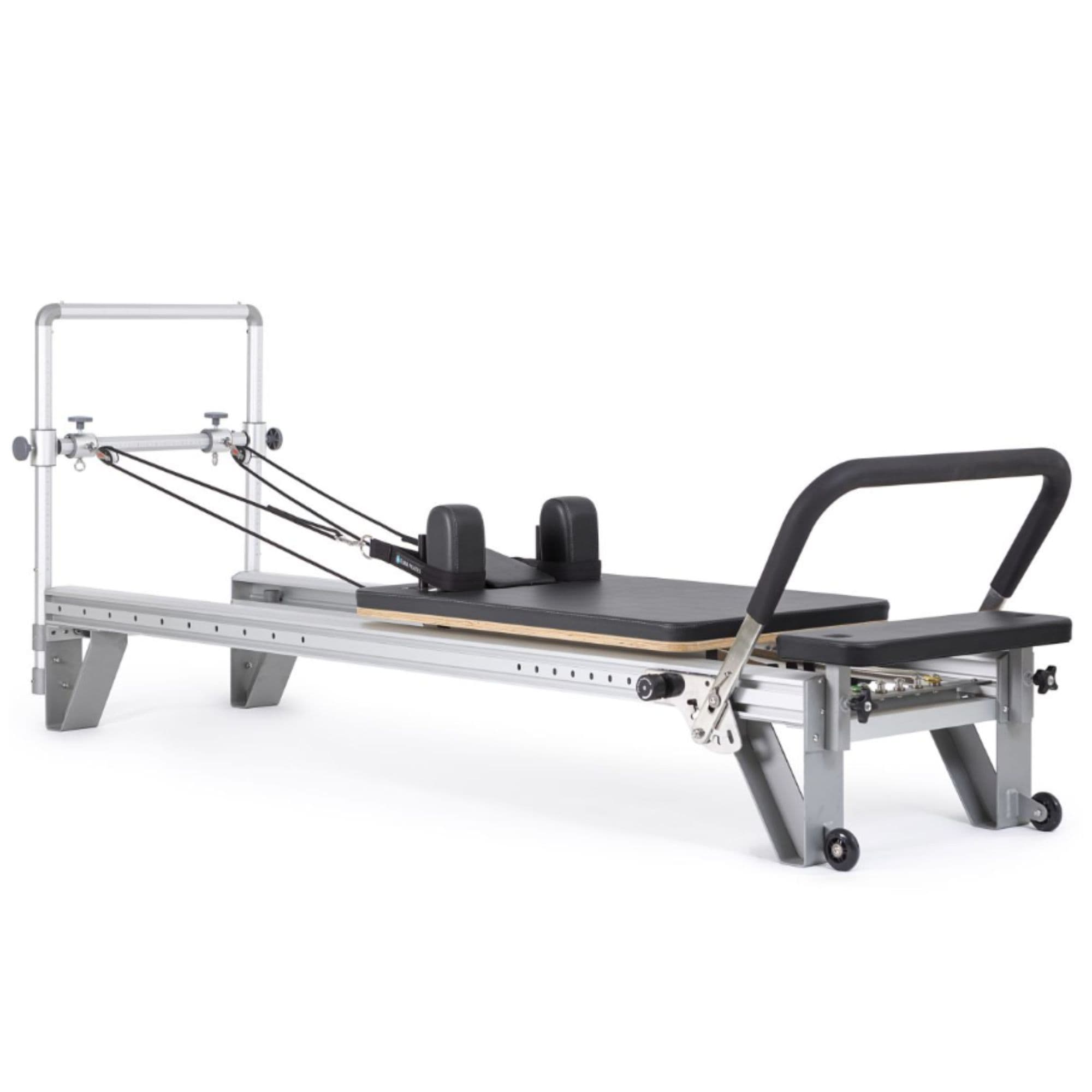 Elina Pilates Aluminium Reformer Mentor Black Variant Front Angled View On White Background