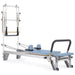 Elina Pilates Aluminium Reformer Mentor with Tower Ocean Blue Variant Front Angled View On White Background