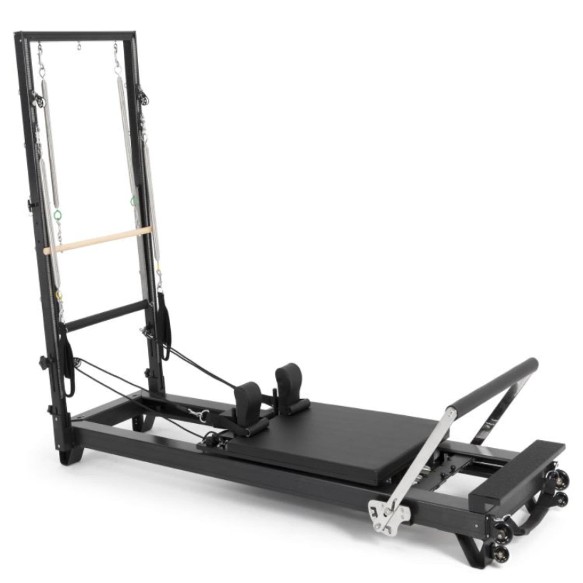 Elina Pilates Aluminum Reformer with Tower Side Angled View HL2 On White Background