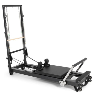 Elina Pilates Aluminum Reformer with Tower Side Angled View HL2 On White Background