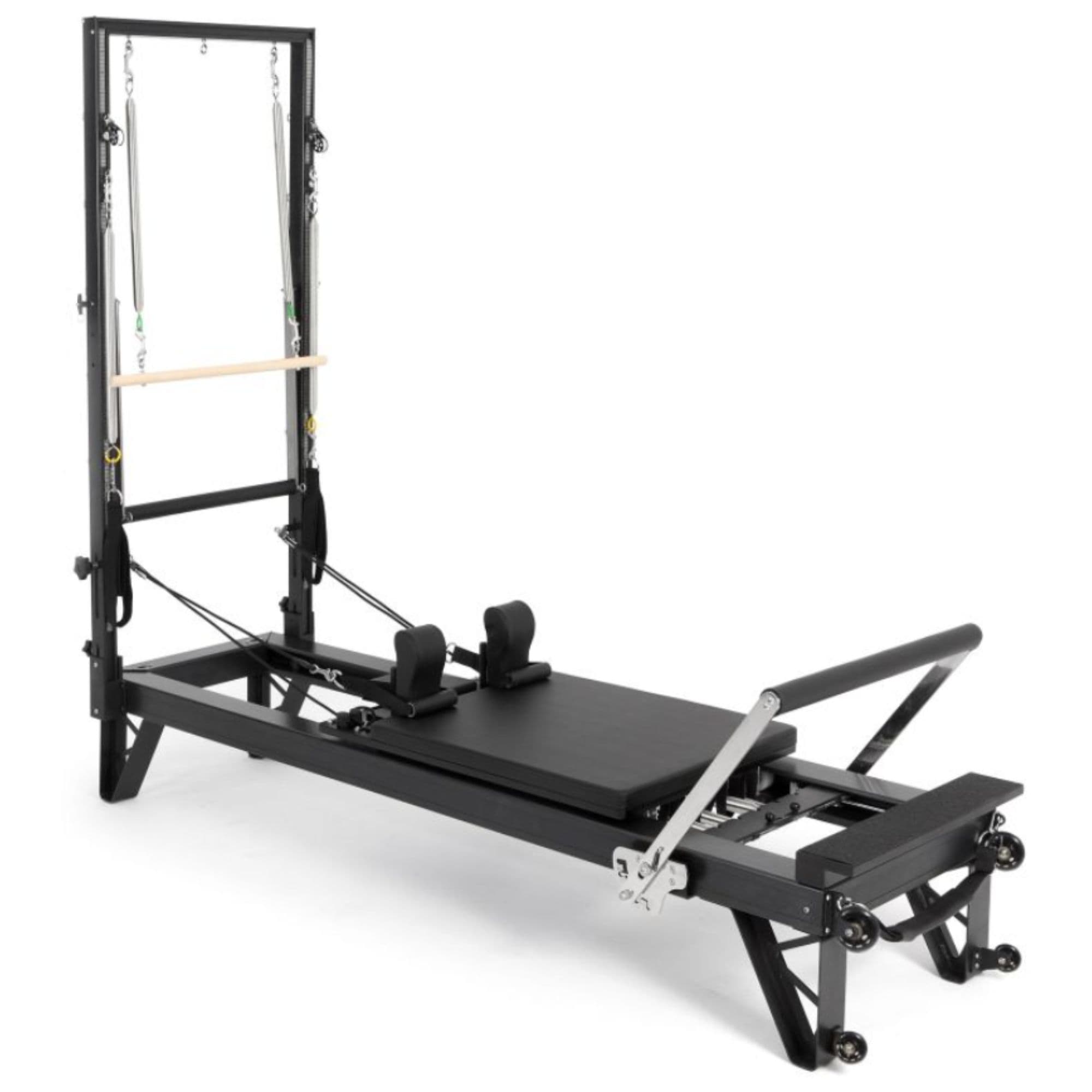 Elina Pilates Aluminum Reformer with Tower Side Angled View HL3 On White Background