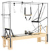 Elina Pilates Cadillac Reformer Mocha Variant Front Angled View Showing Full Tower Attachment On White Background