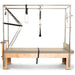 Elina Pilates Cadillac Trapeze Table Light Mocha Variant Side View Showing Full Tower Attachment On White Background