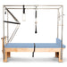 Elina Pilates Cadillac Trapeze Table Ocean Blue Variant Side View Showing Full Tower Attachment On White Background