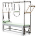 Elina Pilates Classic Aluminium Cadillac Trapeze with Accessories Green Variant Front Angled View On White Background
