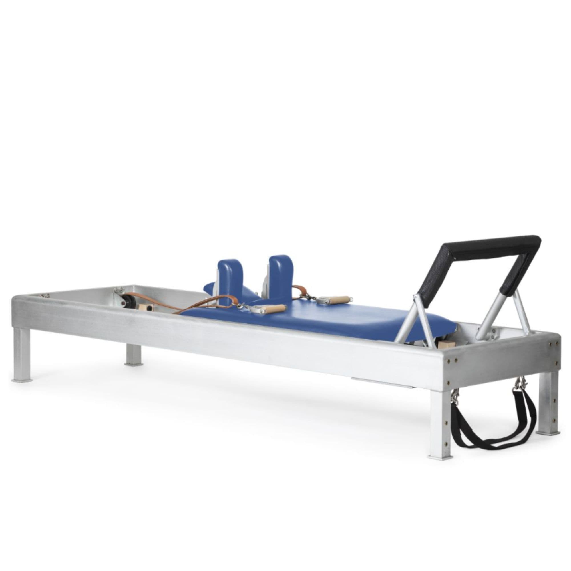 Elina Pilates Classic Aluminium Reformer 86 Inches  Blue Variant Front Angled View On White Background