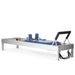 Elina Pilates Classic Aluminium Reformer 86 Inches  Blue Variant Front Angled View On White Background