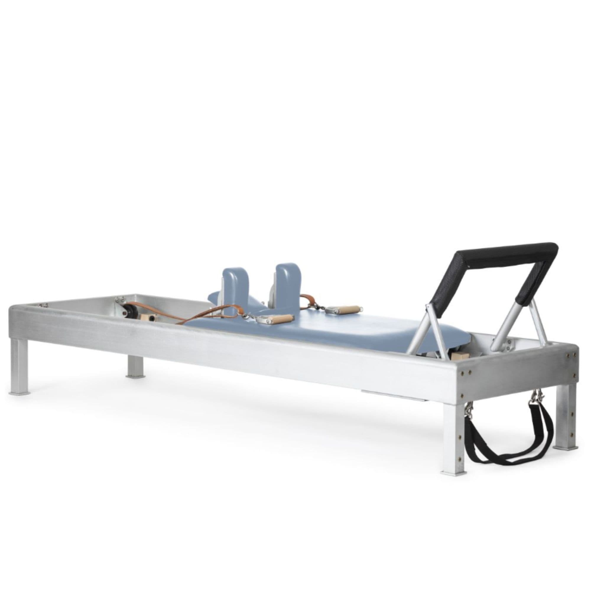 Elina Pilates Classic Aluminium Reformer 86 Inches  Ocean Blue Variant Front Angled View On White Background