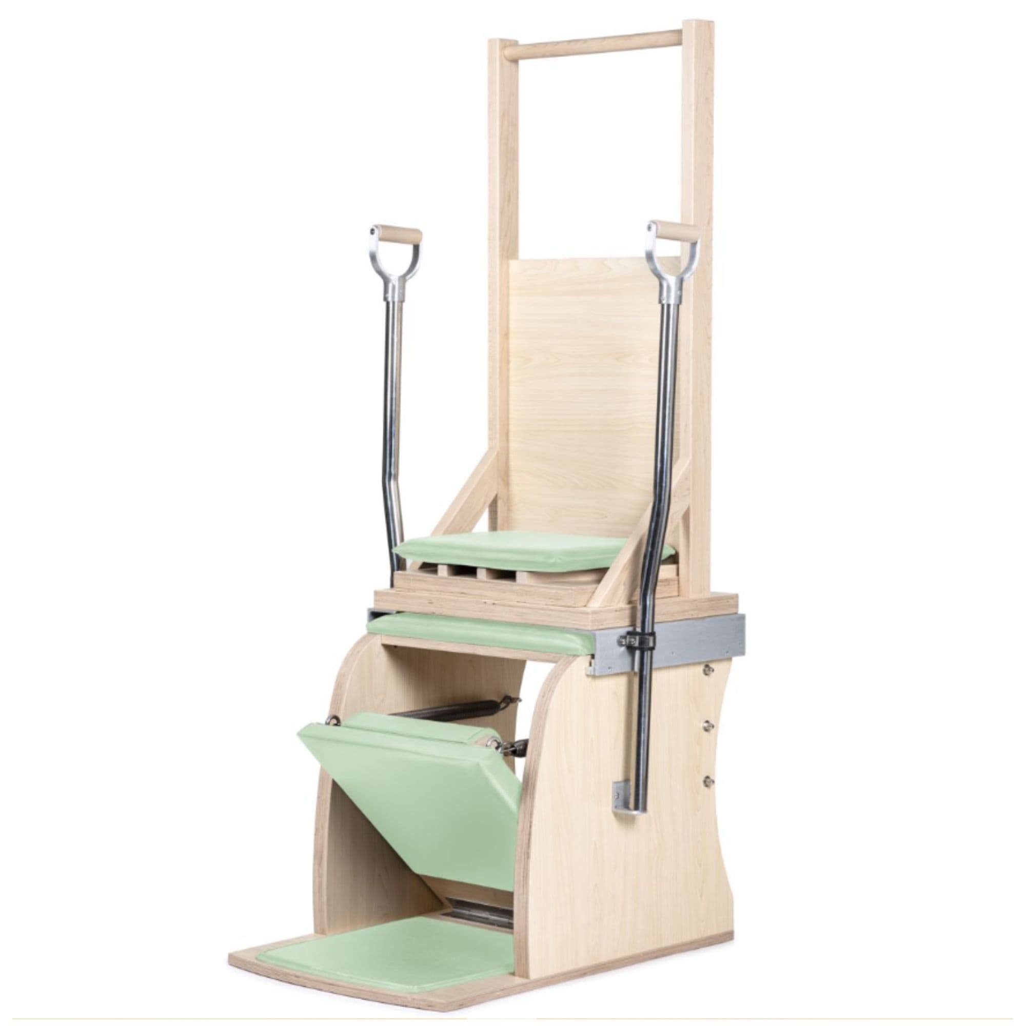 Elina Pilates Combination Wunda  Electric Chair Green Variant Front Angled View On White Background