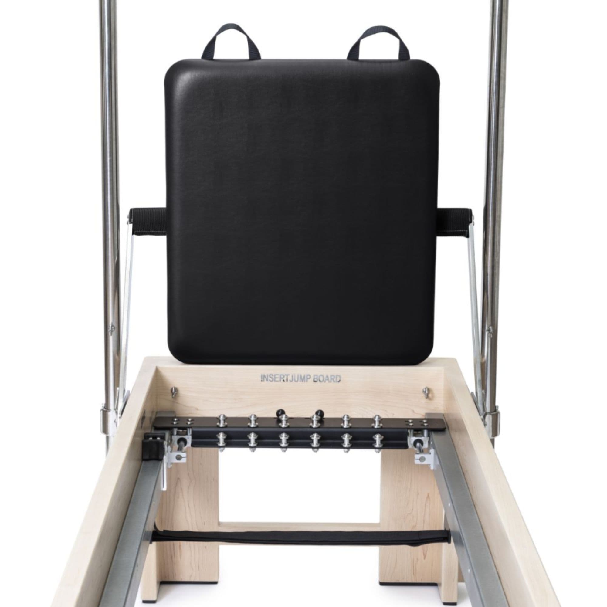 Elina Pilates Elite Cadillac Reformer Machine Front View Showing Installed Jumpboard And Spring Attachment System