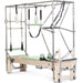 Elina Pilates Elite Cadillac Trapeze Reformer Table Green Variant Front Angled View Of Pilates Cadillac With Frame And Accessories
