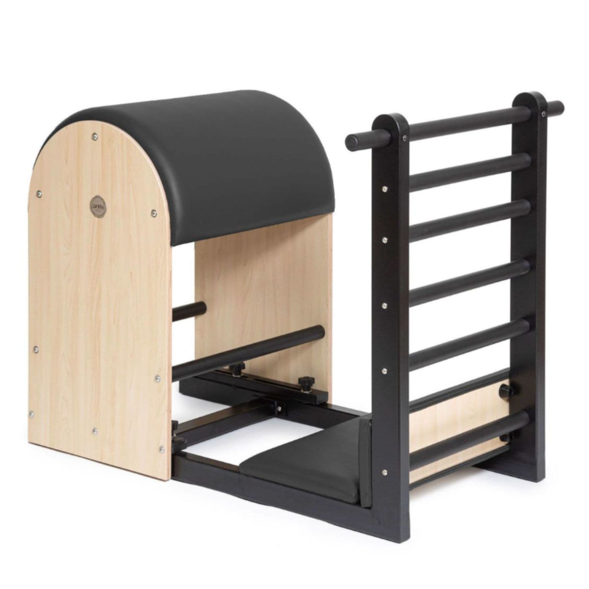 Elina Pilates Elite Ladder Barrel with Steel Base Black Variant Front Angled View On White Background