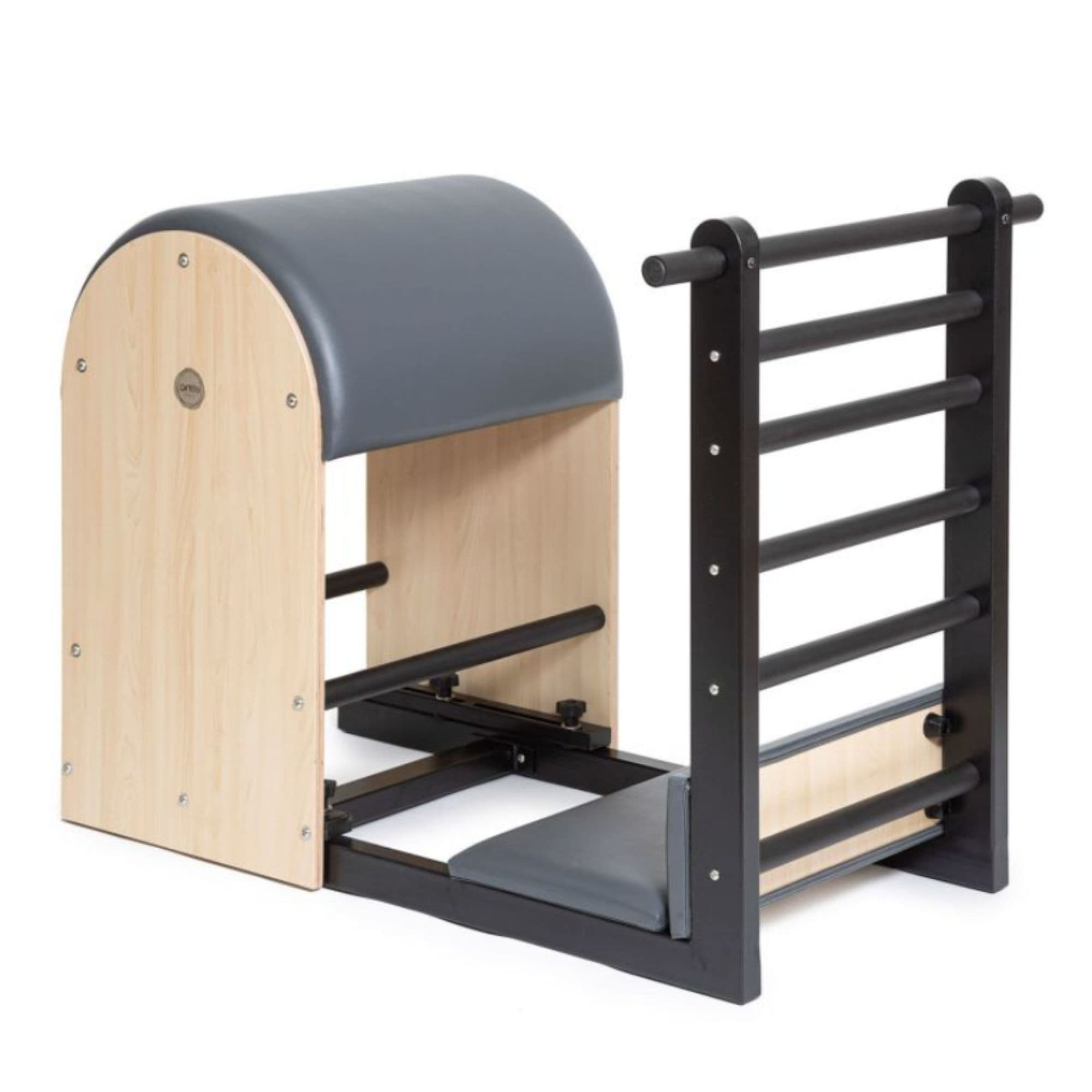 Elina Pilates Elite Ladder Barrel with Steel Base Gray Variant Front Angled View On White Background
