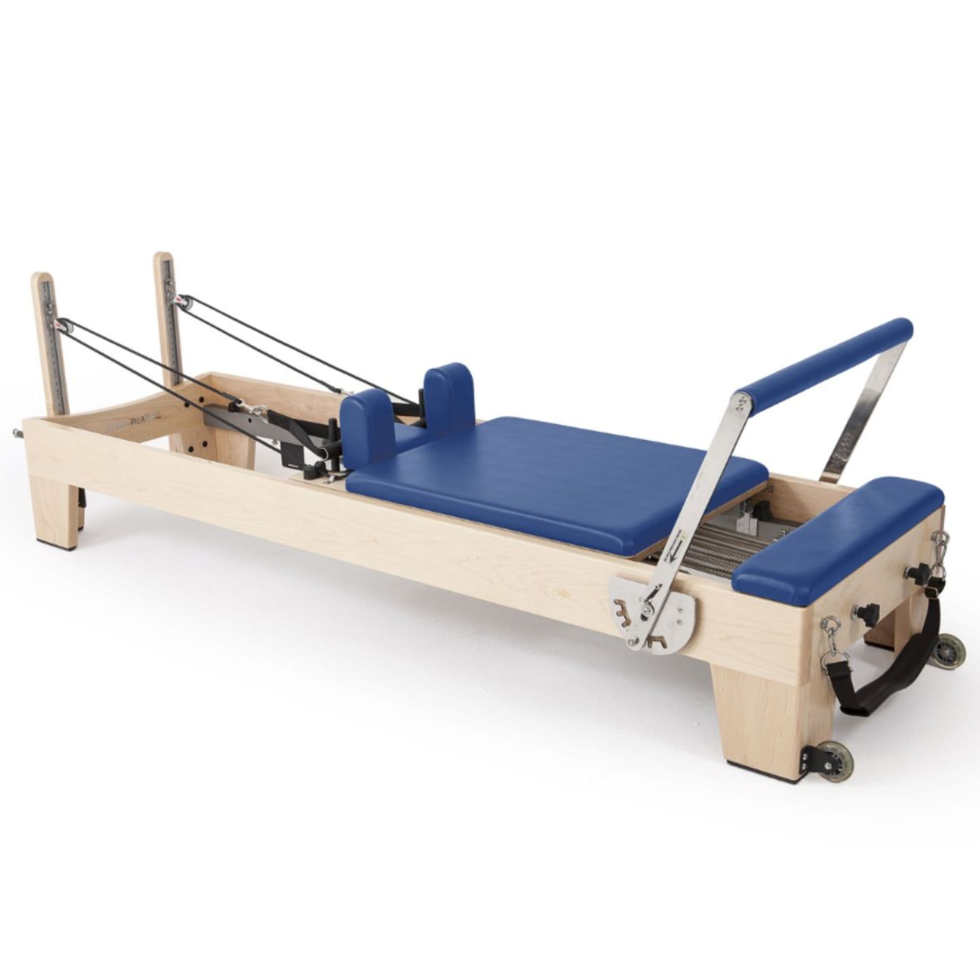 Elina Pilates Elite Wood Reformer Blue Variant Front Angled View On White Background