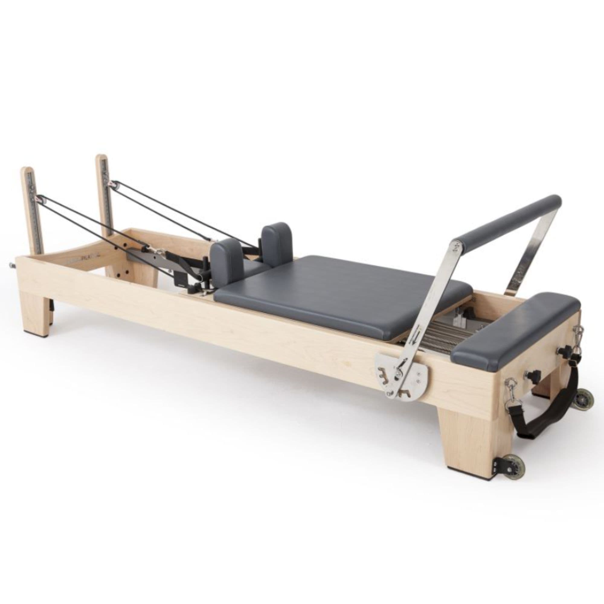 Elina Pilates Elite Wood Reformer Bundle Gray Variant Front Angled View On White Background