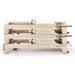 Elina Pilates Elite Wood Reformer Bundle Ivory Variant Side View In Stacked Storage Position On White Background