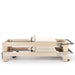 Elina Pilates Elite Wood Reformer Bundle Ivory Variant Side View In Two Stacked Storage Position On White Background