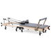 Elina Pilates Foldable Reformer With Box Grey Variant Side View With Rope And Spring Resistance System