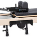 Elina Pilates Foldable Reformer for Home Black Variant Close-Up View Of The Carriage And Adjustable Shoulder Rests