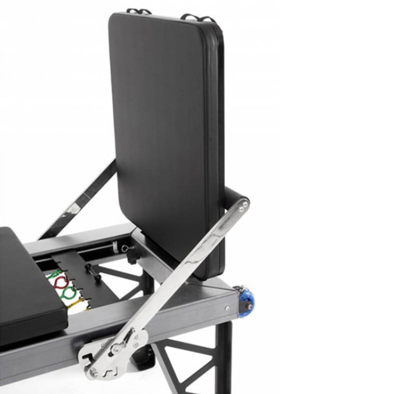 Elina Pilates HL Aluminum Reformer Close-Up View Of Jump Board And Foot Bar On White Background