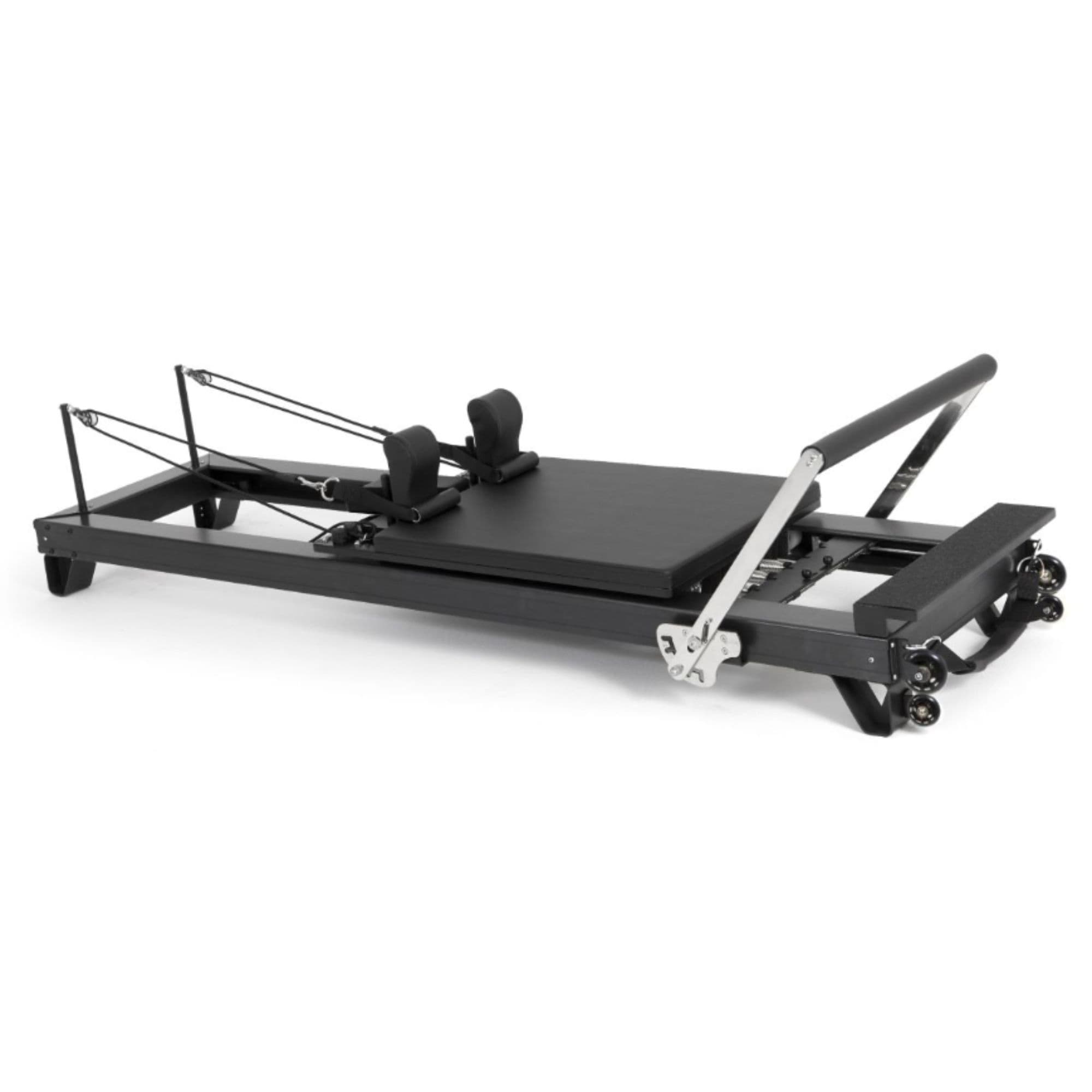 Elina Pilates HL Aluminum Reformer Side Angled View HL2 On White Background