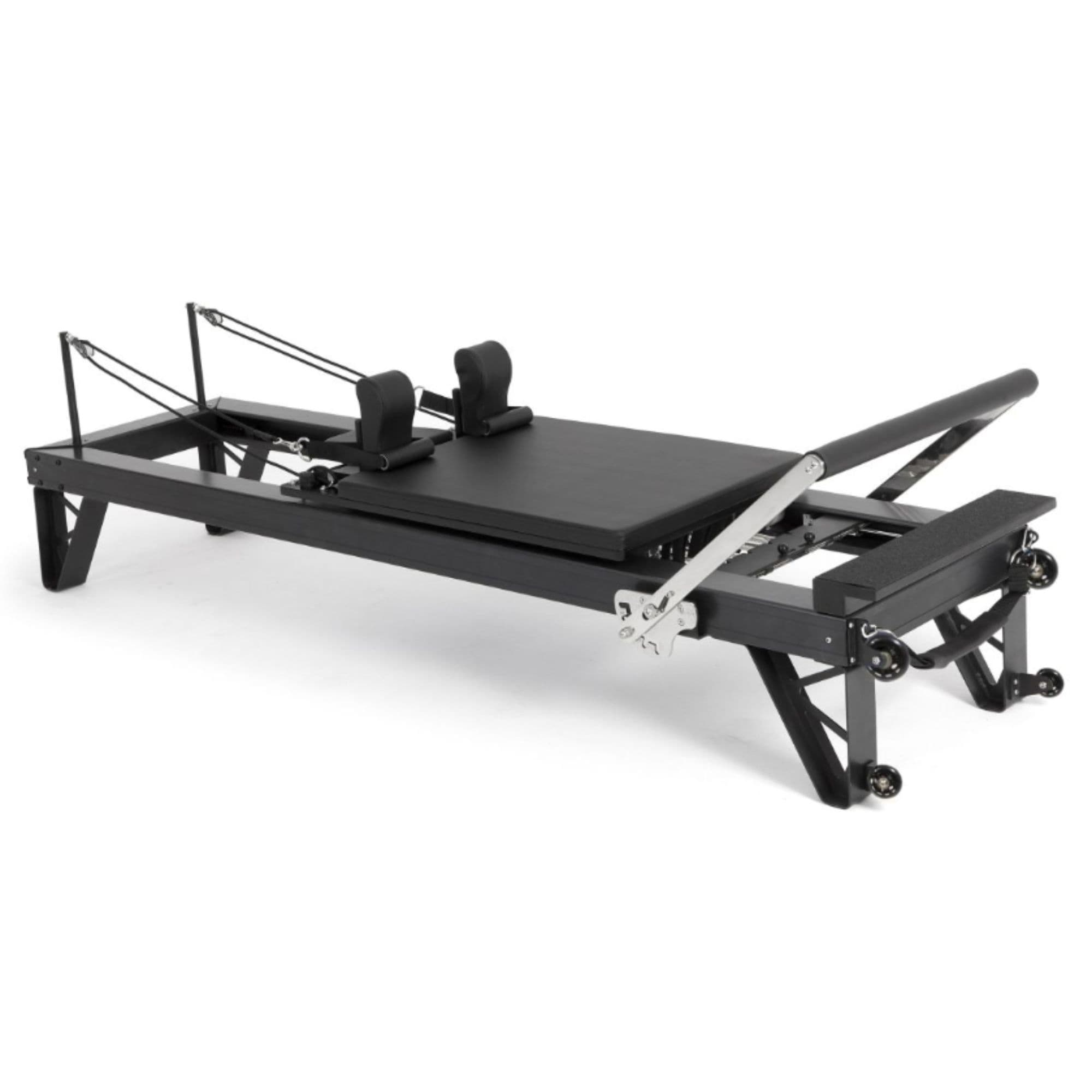 Elina Pilates HL Aluminum Reformer Side Angled View HL3 On White Background