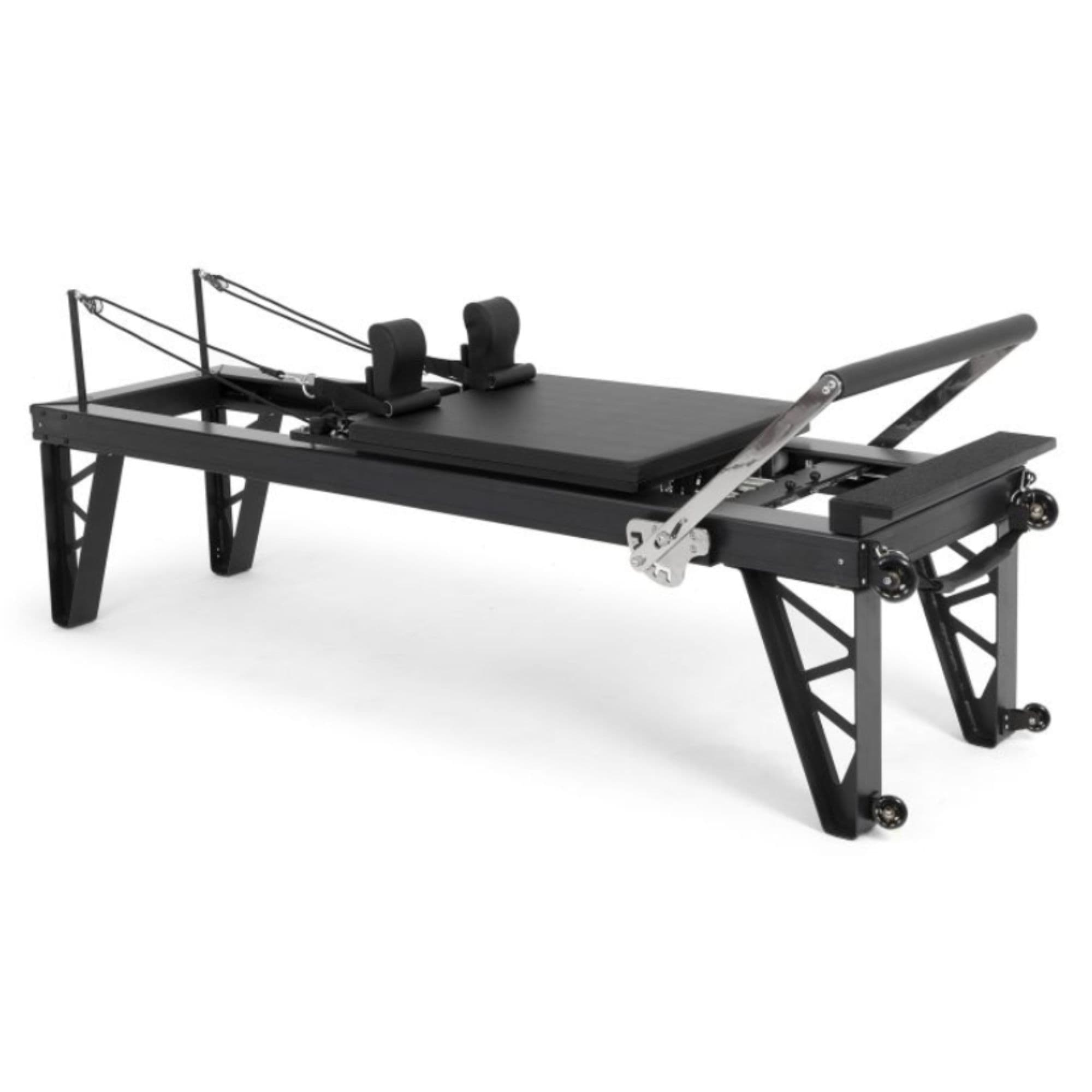 Elina Pilates HL Aluminum Reformer Side Angled View HL4 On White Background
