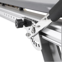 Thumbnail for Elina Pilates Mentor Aluminium Reformer And Tower Set Detailed View Of Stainless Steel Footbar Adjustment System