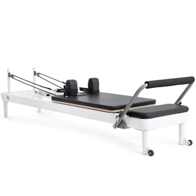Elina Pilates Nubium Reformer Black Variant Side Angle View With Rope On White Background