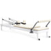 Elina Pilates Nubium Reformer Bundle Ivory Variant Side Angle View With Rope On White Background