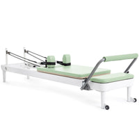 Thumbnail for Elina Pilates Nubium Reformer Green Variant Side Angle View With Rope On White Background