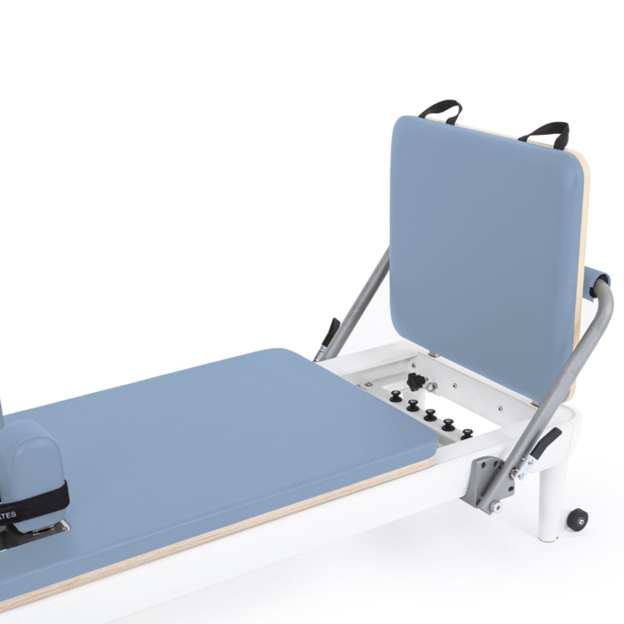Elina Pilates Nubium Reformer Ocean Blue Variant Close-Up View Of Jumpboard With Spring Resistance Controls On White Background