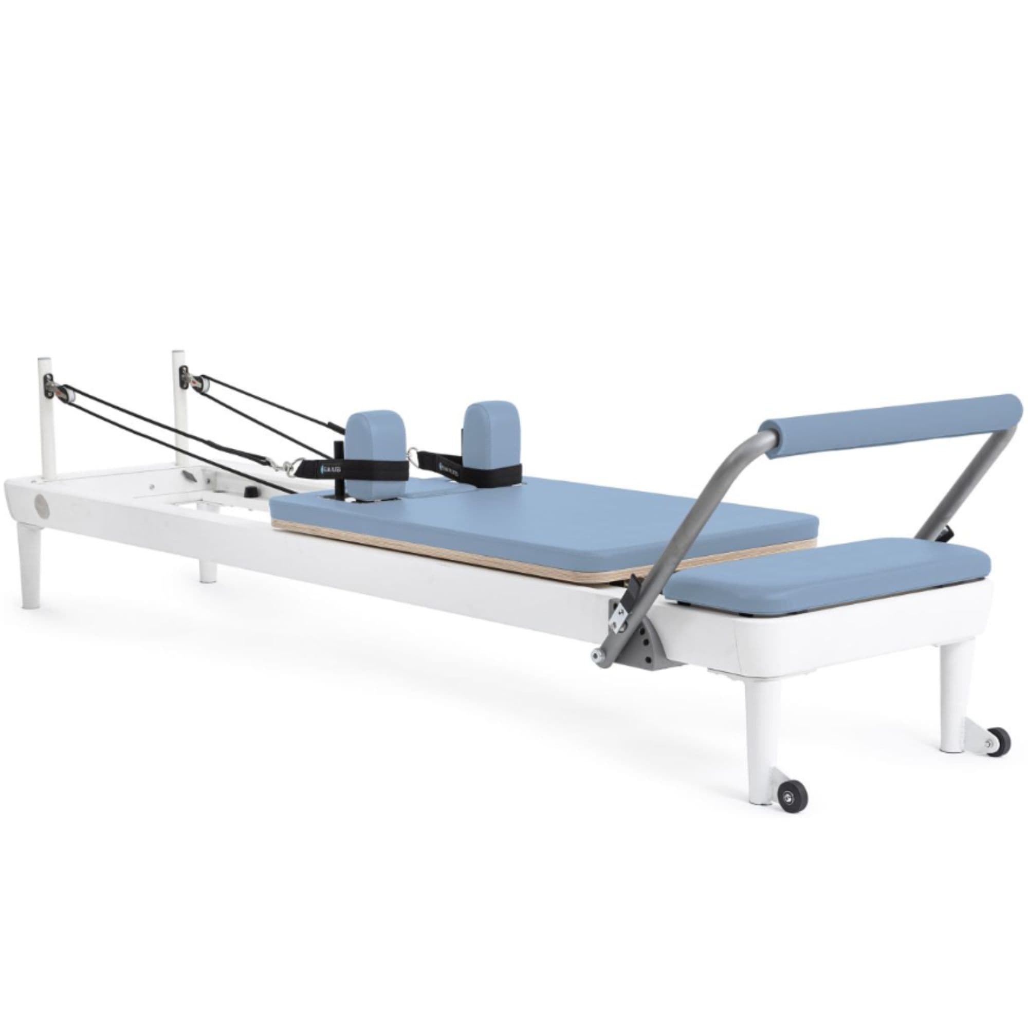 Elina Pilates Nubium Reformer Ocean Blue Variant Side Angle View With Rope On White Background