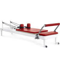 Thumbnail for Elina Pilates Nubium Reformer Red Variant Side Angle View With Rope On White Background