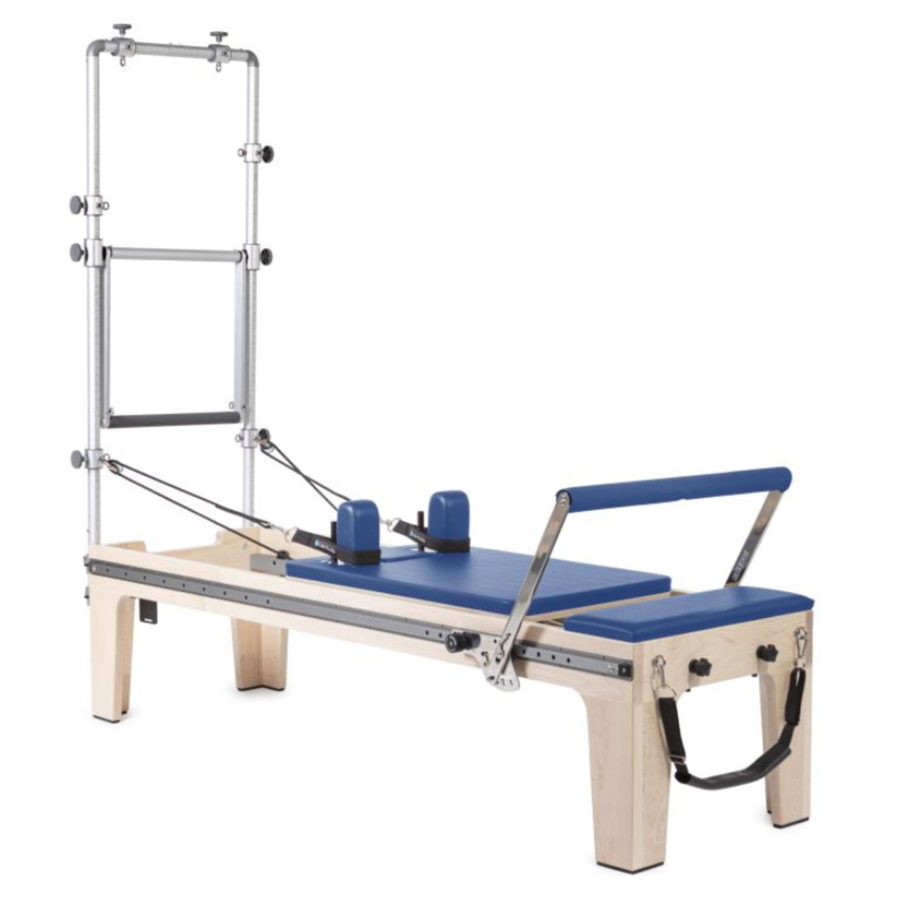 Elina Pilates Physio Reformer Master Instructor with Tower Blue Variant Front Angled View On White Background