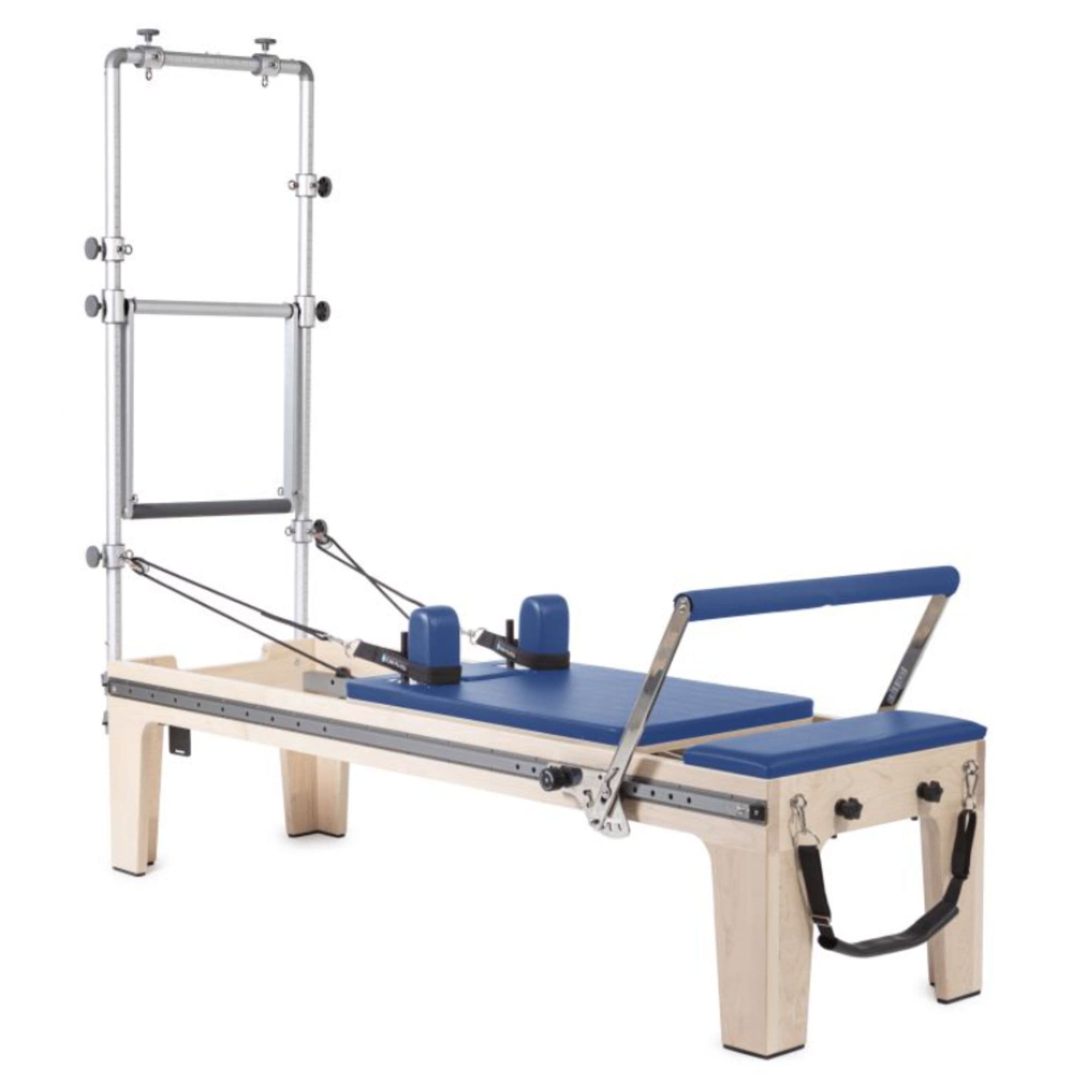 Elina Pilates Physio Reformer Master Instructor with Tower Blue Variant Front Angled View On White Background