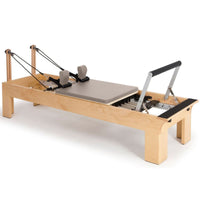 Thumbnail for Elina Pilates Physio Wood Reformer Mocha Variant Front Angled View With Complete Set On White Background