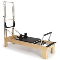 Thumbnail for Elina Pilates Physio Wood Reformer with Tower Black Variant Front Angled View With Complete Set On White Background