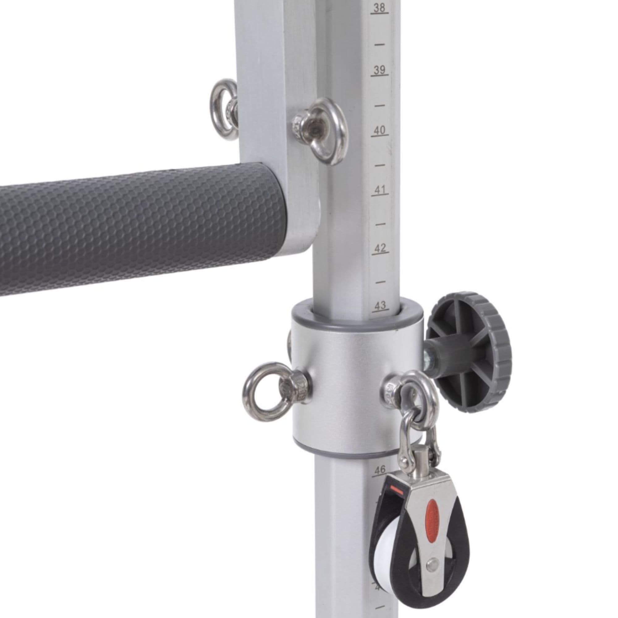Elina Pilates Reformer Master Instructor With Tower Close-Up Showing Precision Height Adjustment And Pulley Attachment