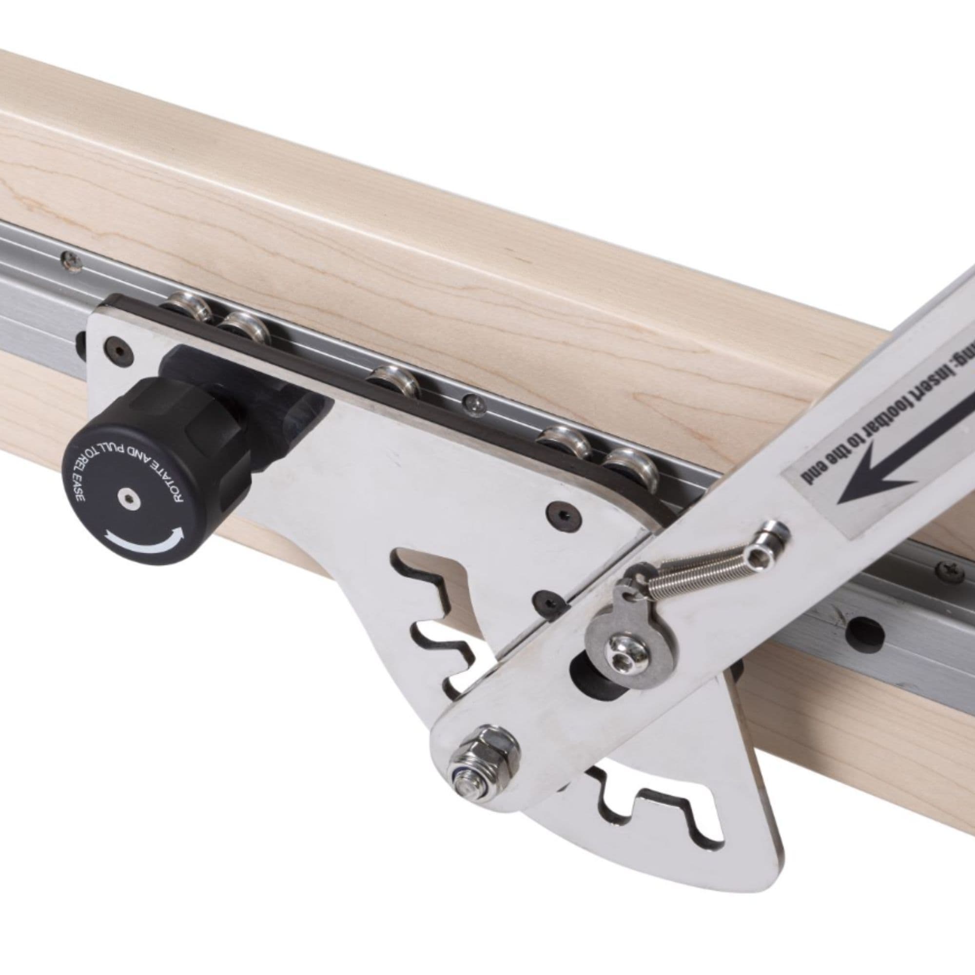 Elina Pilates Reformer Master Instructor With Tower Detailed View Of Stainless Steel Footbar Adjustment System