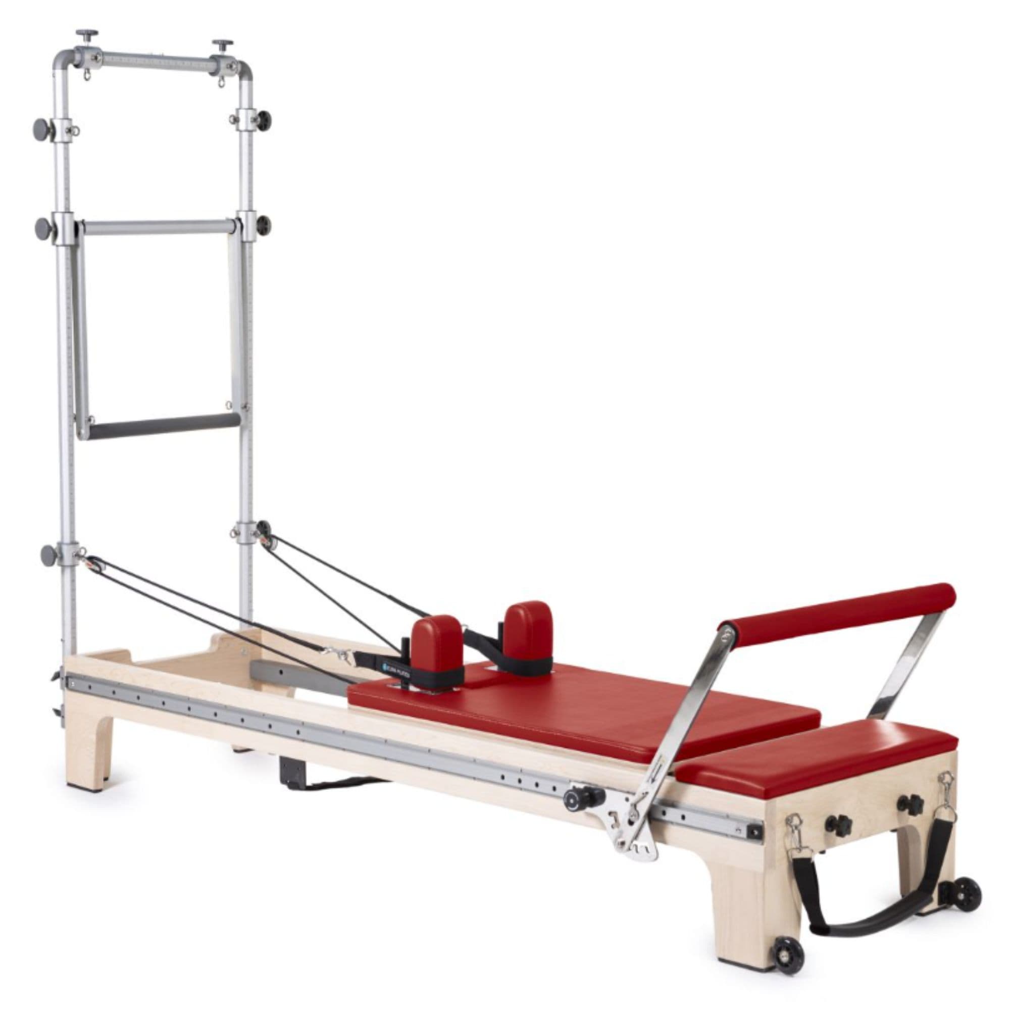Elina Pilates Reformer Master Instructor With Tower Red Variant Front Angled View On White Background