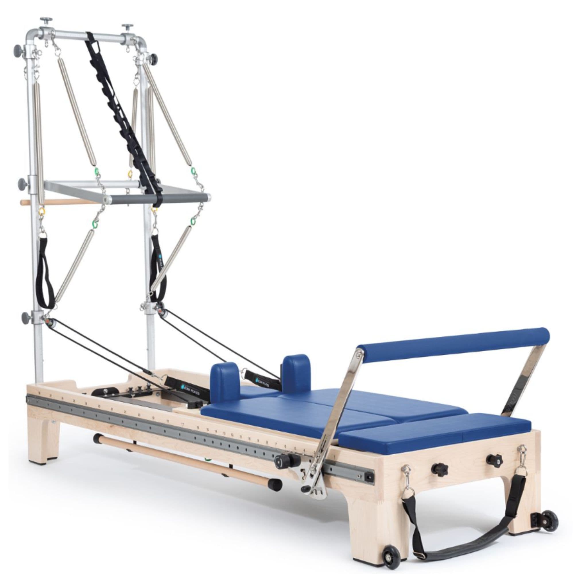 Elina Pilates Twin Reformer Blue Variant Front Angled Complete Set View On White Background