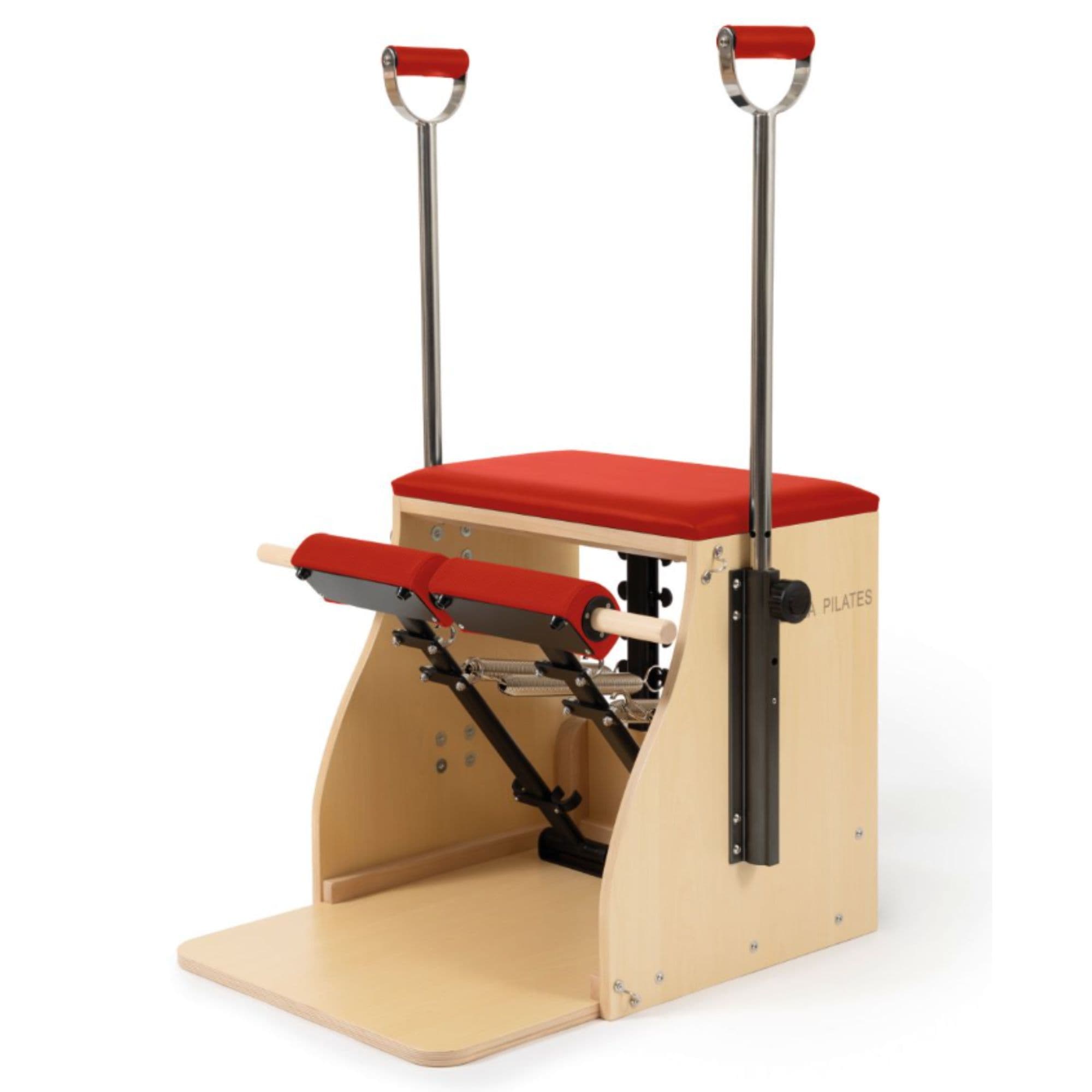 Elina Pilates Wood Combo Chair Red Variant Front Angled View On White Background