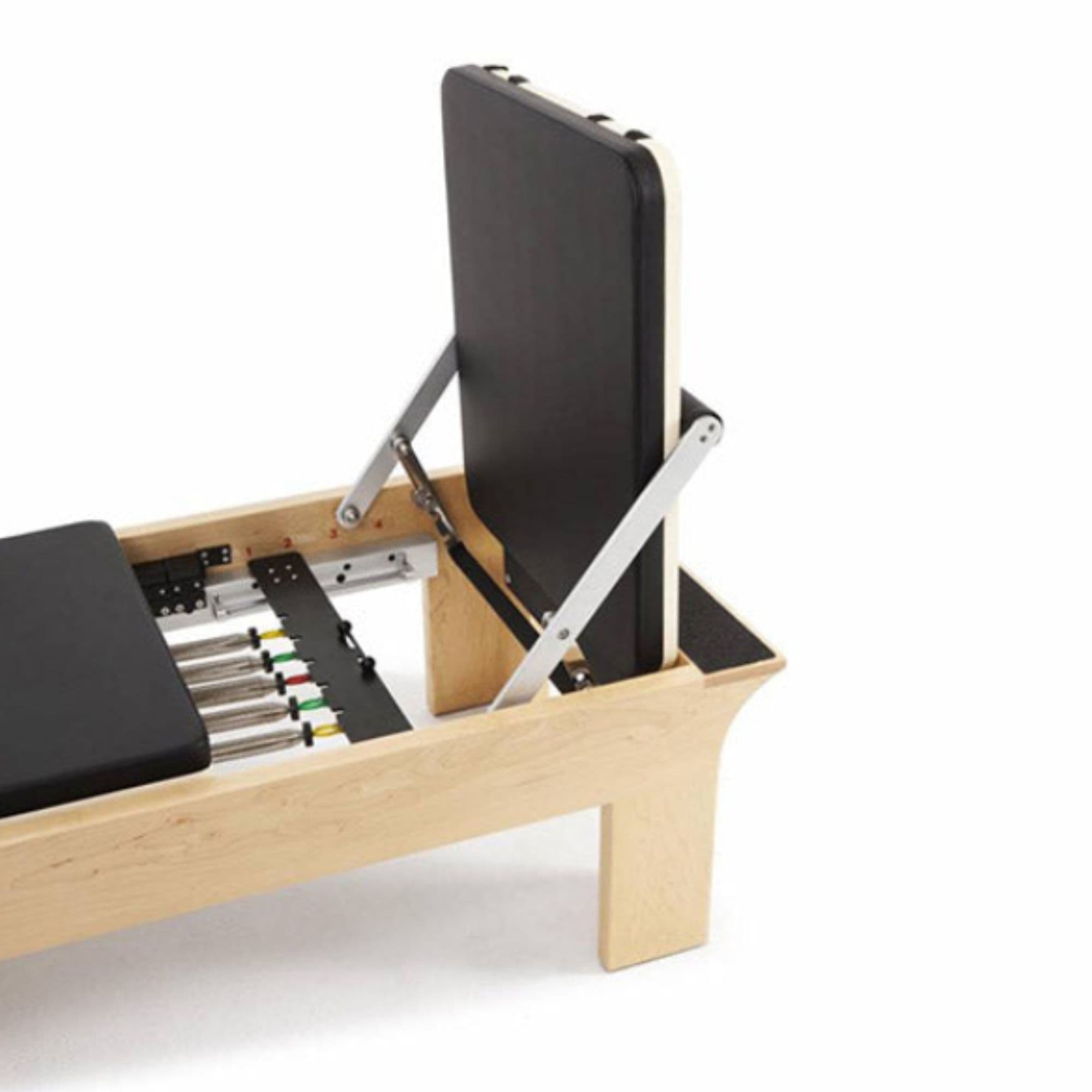 Elina Pilates Wood Reformer Close-Up View Of Jump Board And Color Coded Resistance Springs