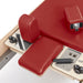 Elina Pilates Wood Reformer Elite Red Variant Close-Up View Of Shoulder Blocks And Sitting Box Attachment Components