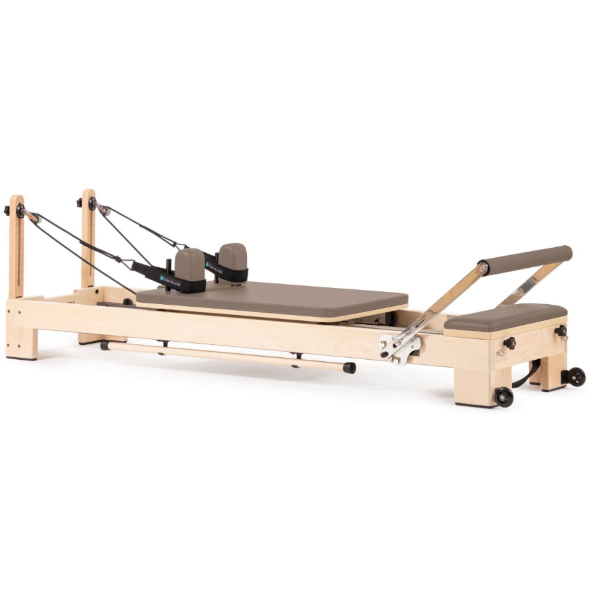 Elina Pilates Wooden Reformer Ligno Mocha Variant Front Angled View On White Background