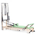 Elina Pilates Wooden Reformer Ligno With Tower Green Variant Front Angled View Complete Set On White Background