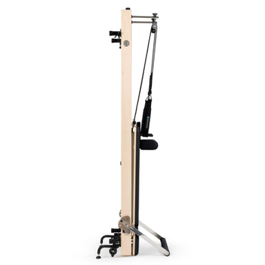 Elina Vertical Reformer for Home Black Variant Side View Showing Space-Saving Folded Configuration On White Background